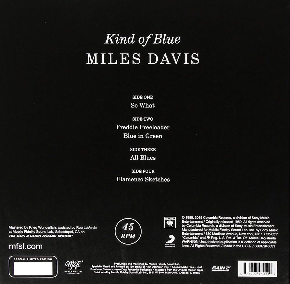 Miles Davis - Kind Of Blue (Numbered 180G 45RPM Vinyl 2LP Box Set)